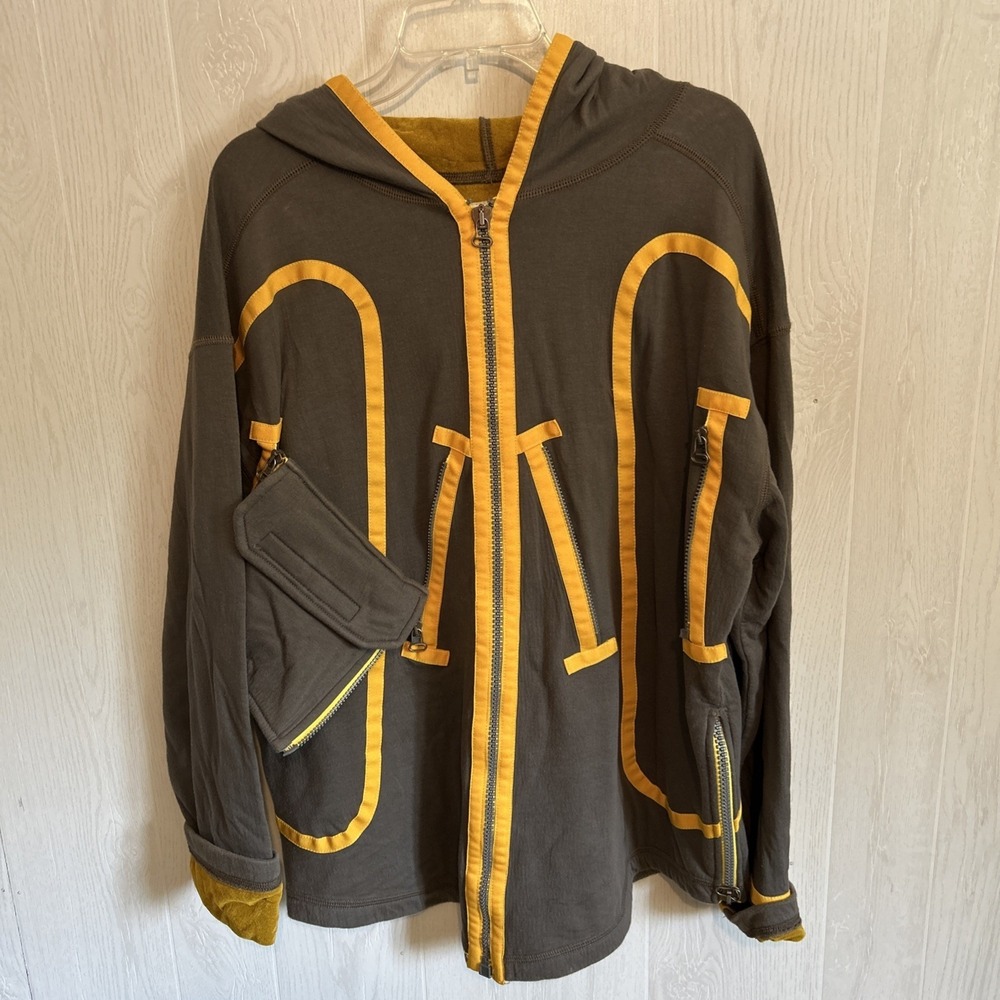 Vintage Pepe Jeans London Large Gray Yellow Gray Knit Jacket Lined